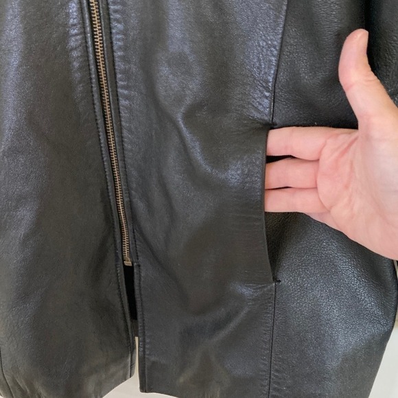 HSA Womens Black Leather Zip Front Jacket Size Small Collar Front Slant Pockets - Picture 7 of 14